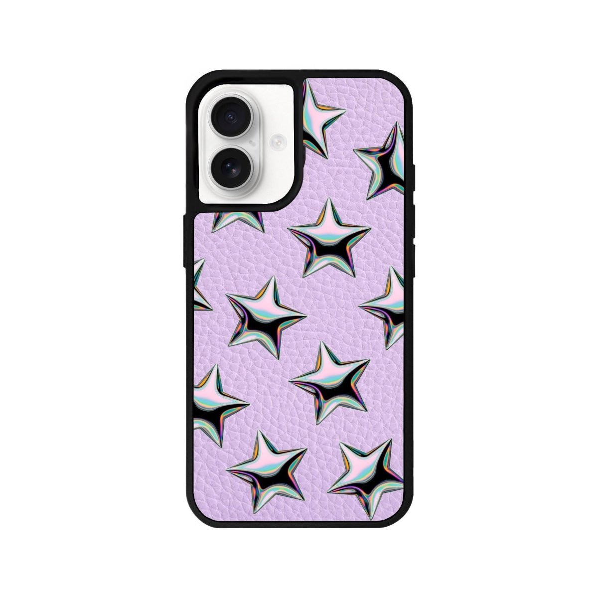 iPhone 16 Stars Leather Vegan Deri Telefon Kılıfı Lila - SUMTHINCS