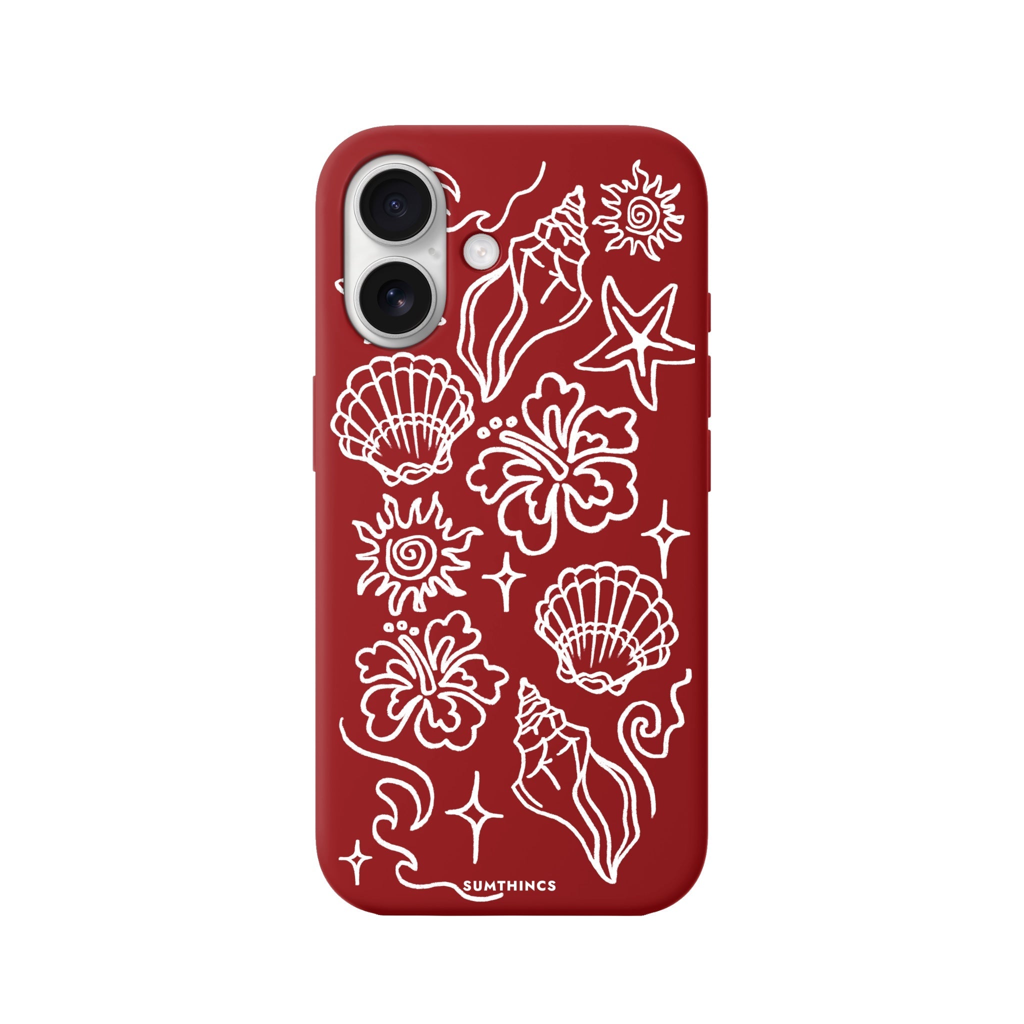 iPhone 16 Summer Sketch Premium Telefon Kılıfı Kırmızı - SUMTHINCS