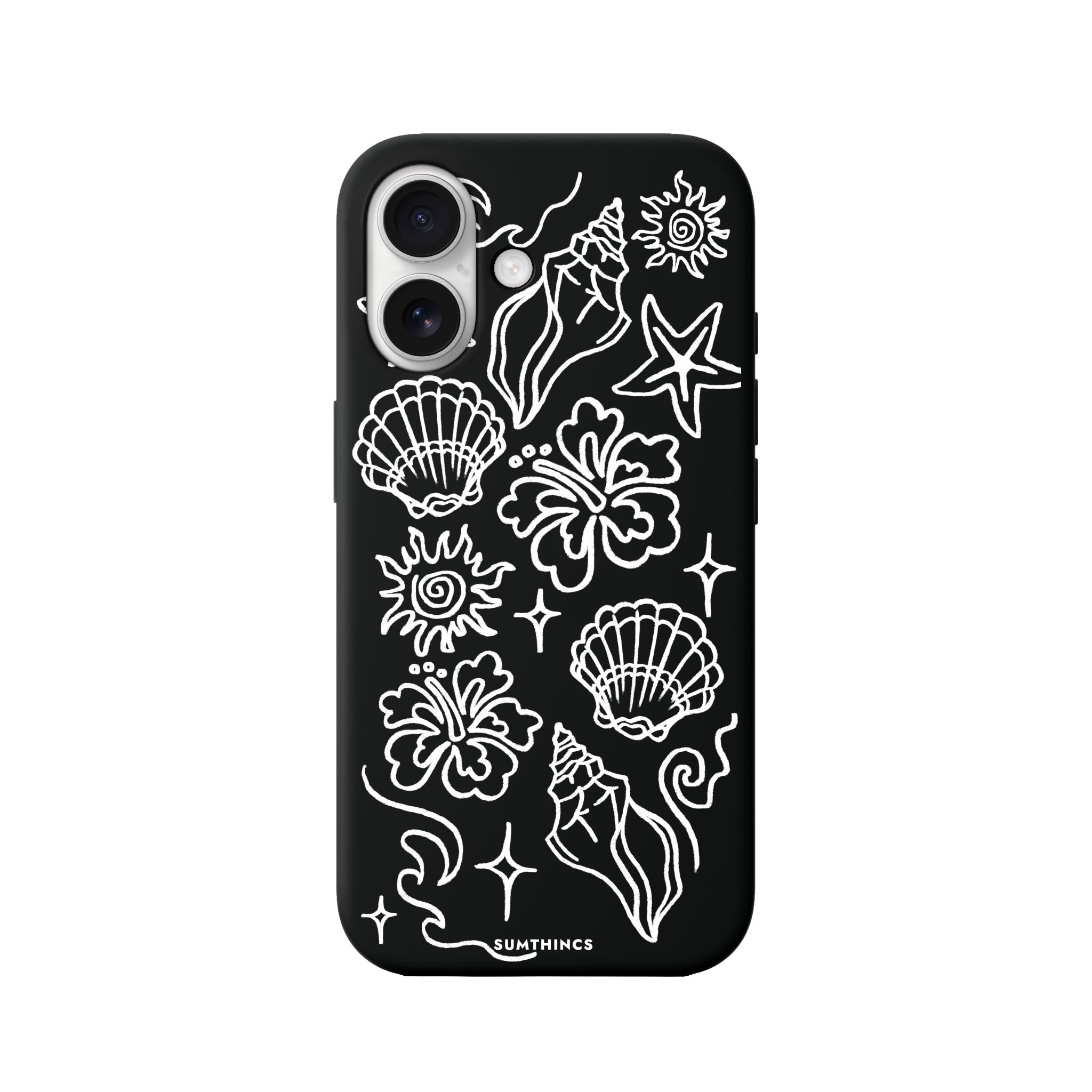 iPhone 16 Summer Sketch Premium Telefon Kılıfı Siyah - SUMTHINCS