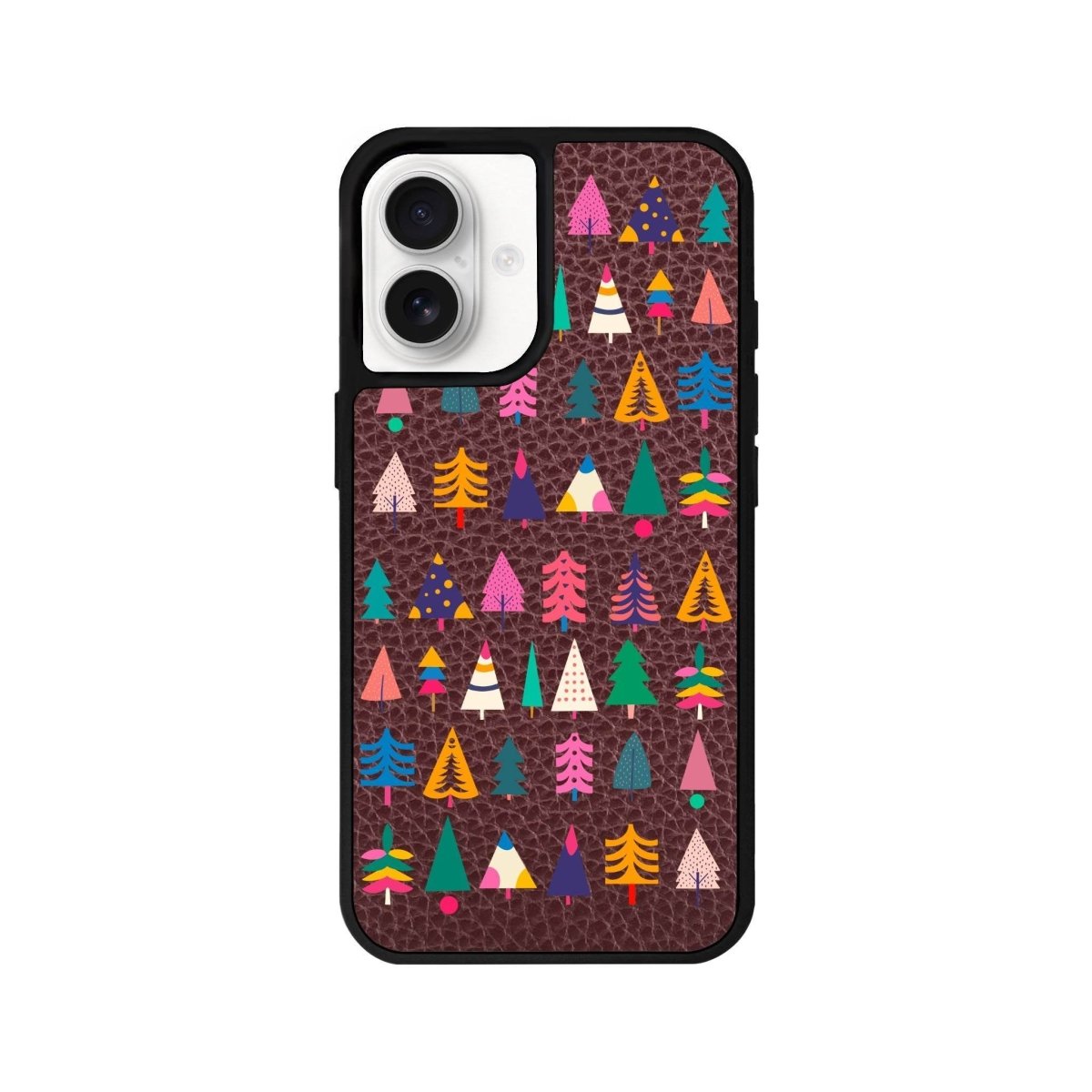 iPhone 16 Tiny Forest Leather Vegan Deri Telefon Kılıfı Bordo - SUMTHINCS