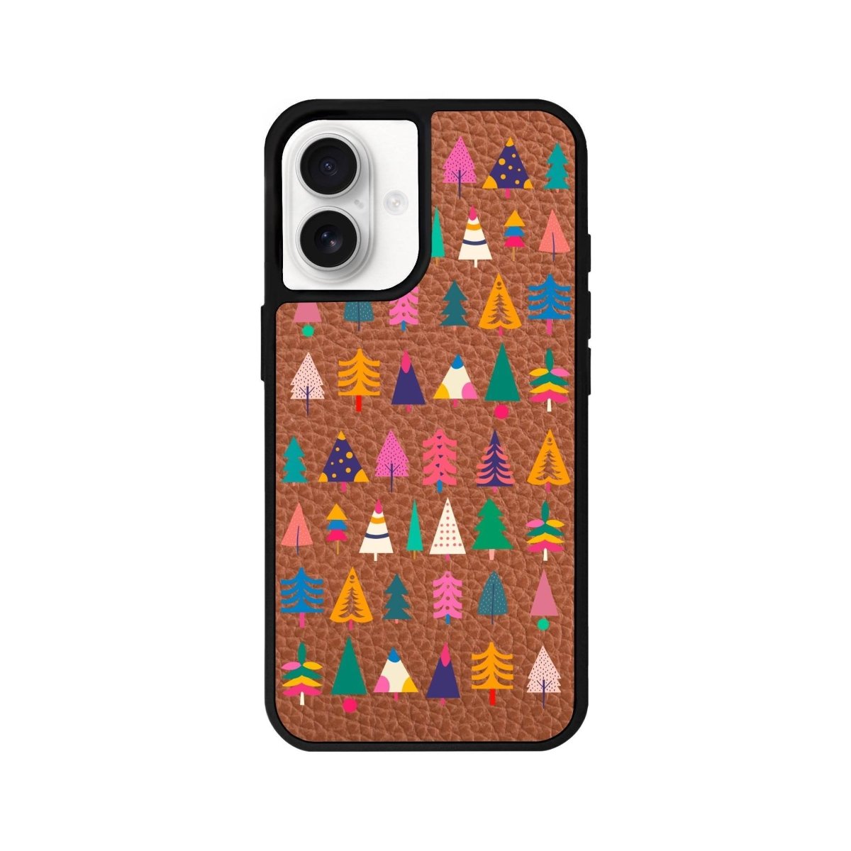iPhone 16 Tiny Forest Leather Vegan Deri Telefon Kılıfı Kahverengi - SUMTHINCS
