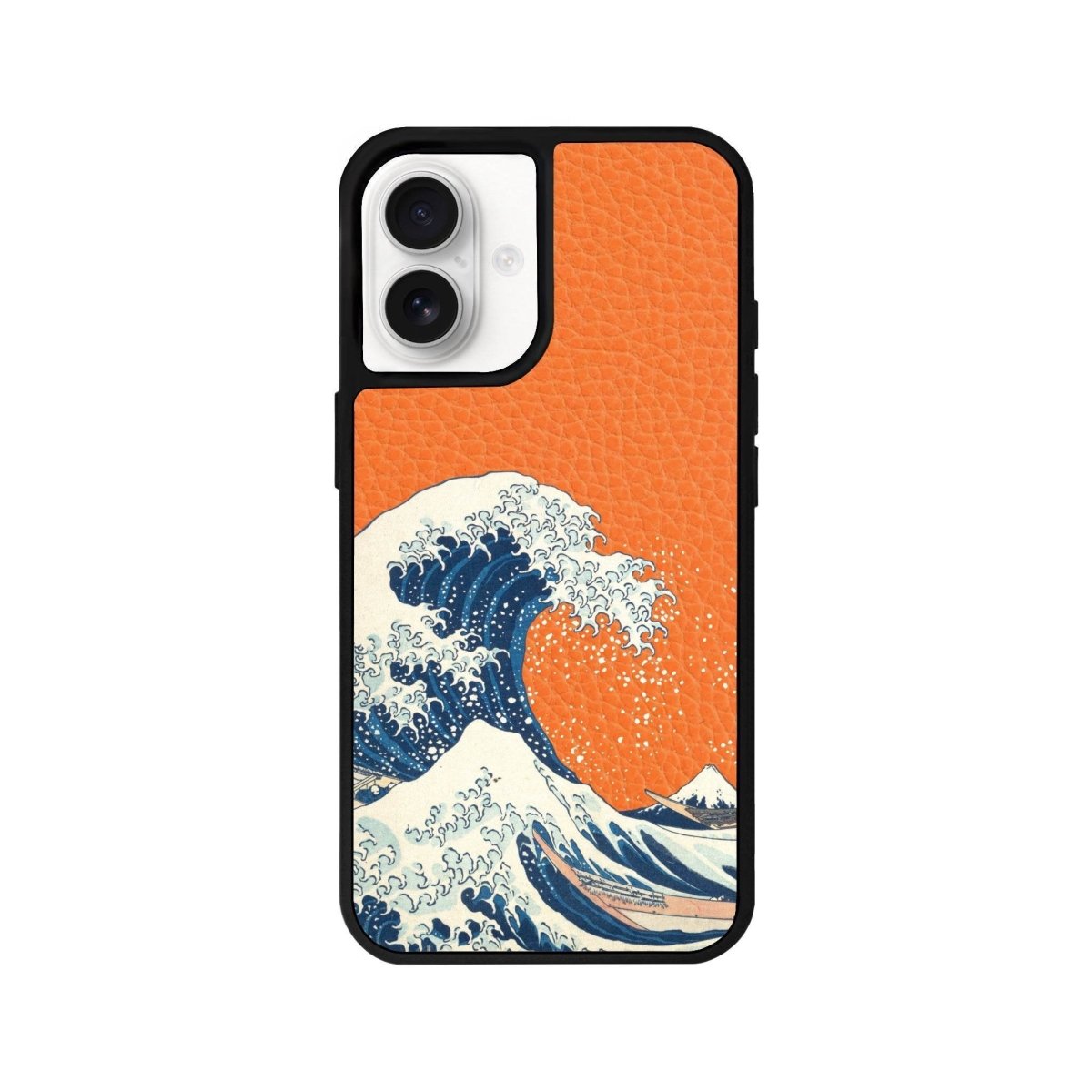 iPhone 16 Waves Leather Vegan Deri Telefon Kılıfı Turuncu - SUMTHINCS