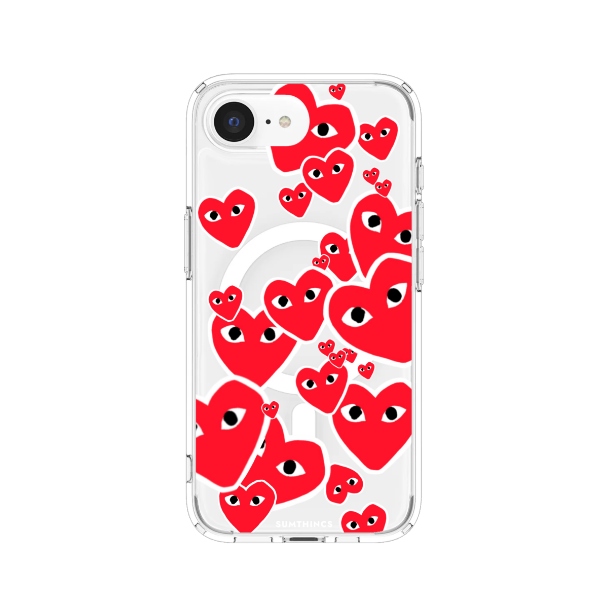 iPhone 16E Hearts Clear Magsafe Şeffaf Telefon Kılıfı - SUMTHINCS