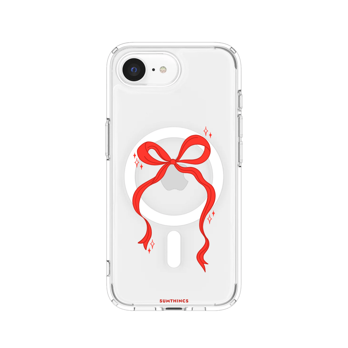 iPhone 16E Red Bow Clear Magsafe Şeffaf Telefon Kılıfı - SUMTHINCS