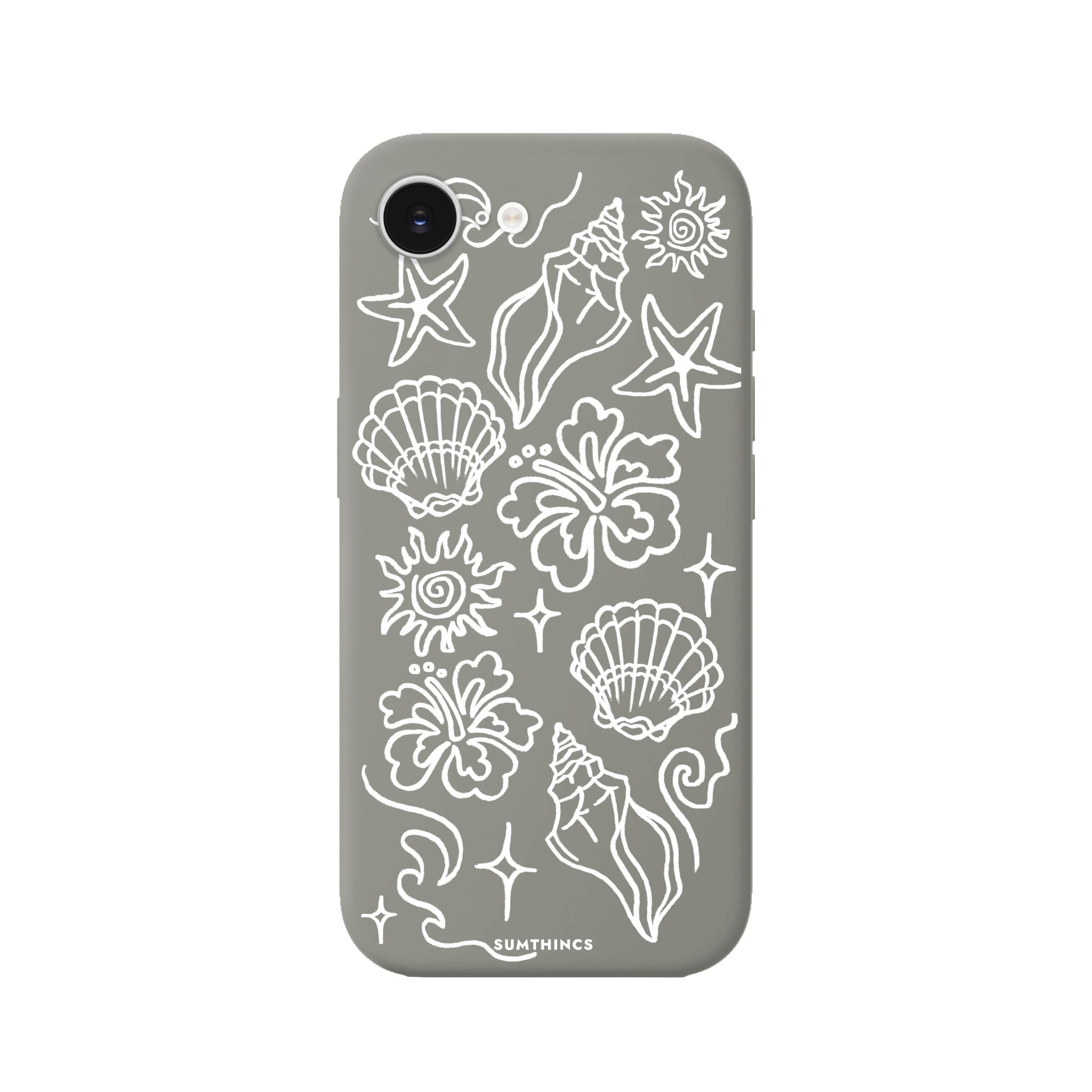 iPhone 16E Summer Sketch Premium Telefon Kılıfı Gri - SUMTHINCS