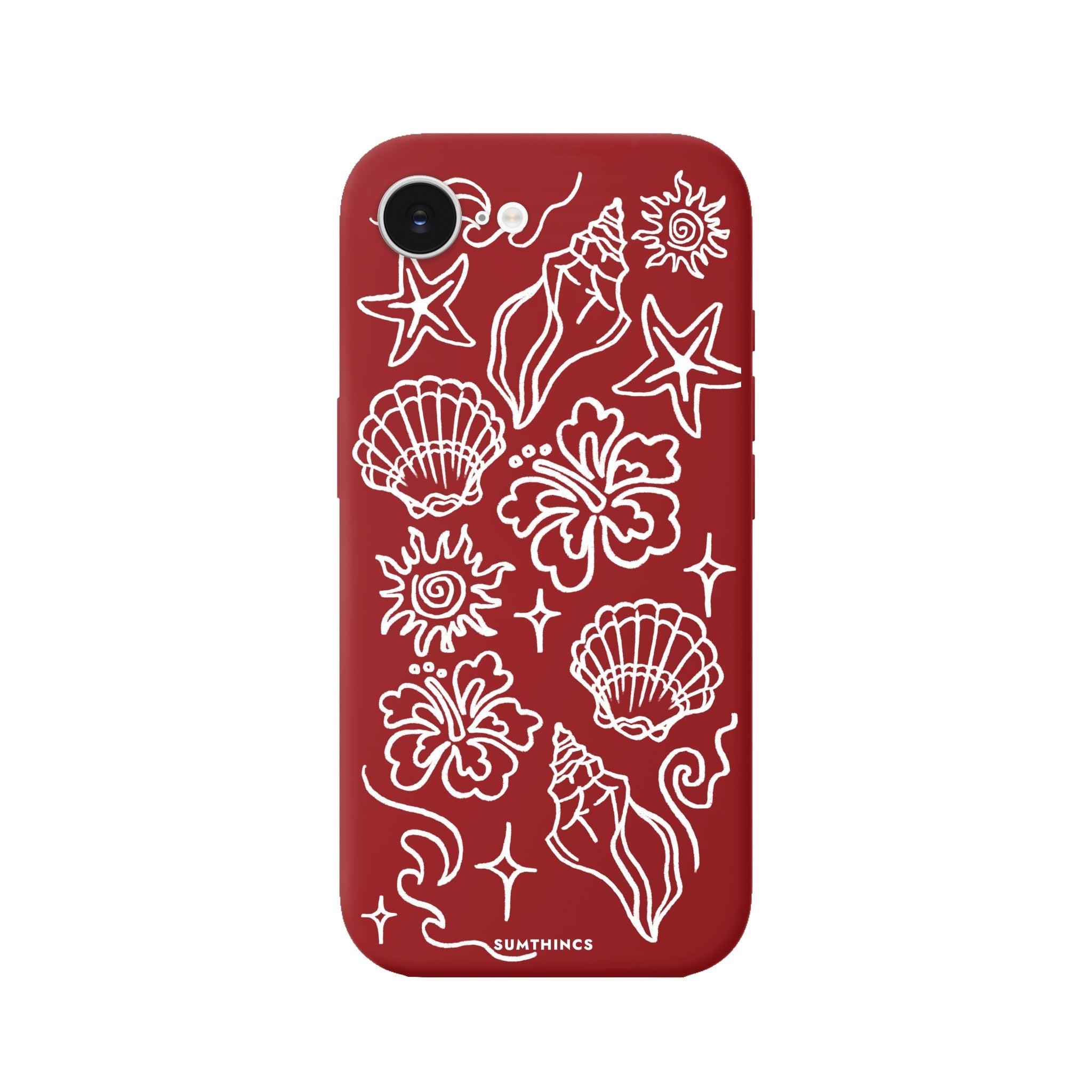 iPhone 16E Summer Sketch Premium Telefon Kılıfı Kırmızı - SUMTHINCS