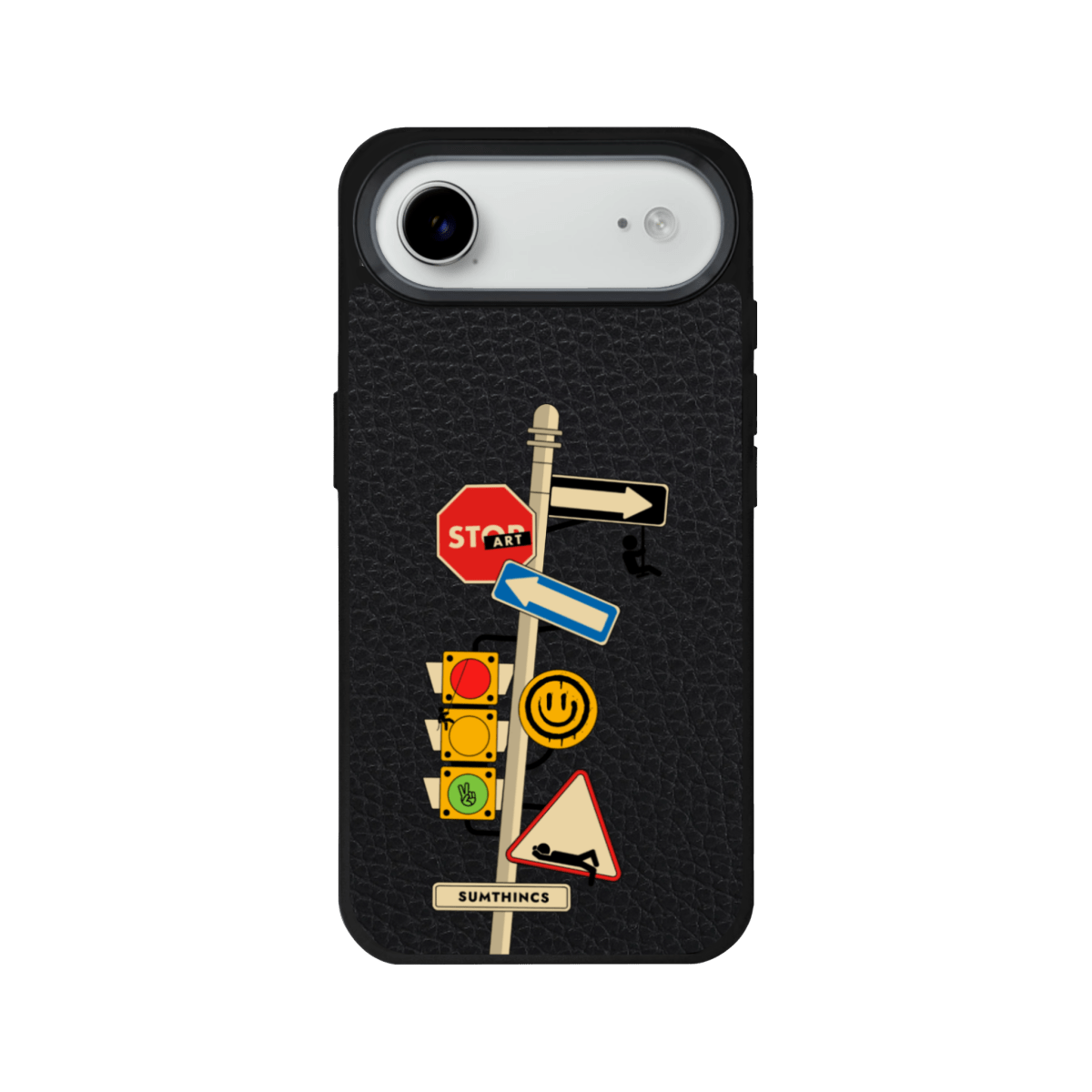 iPhone 17 Air Crossroad Leather Vegan Deri Telefon Kılıfı Siyah - SUMTHINCS