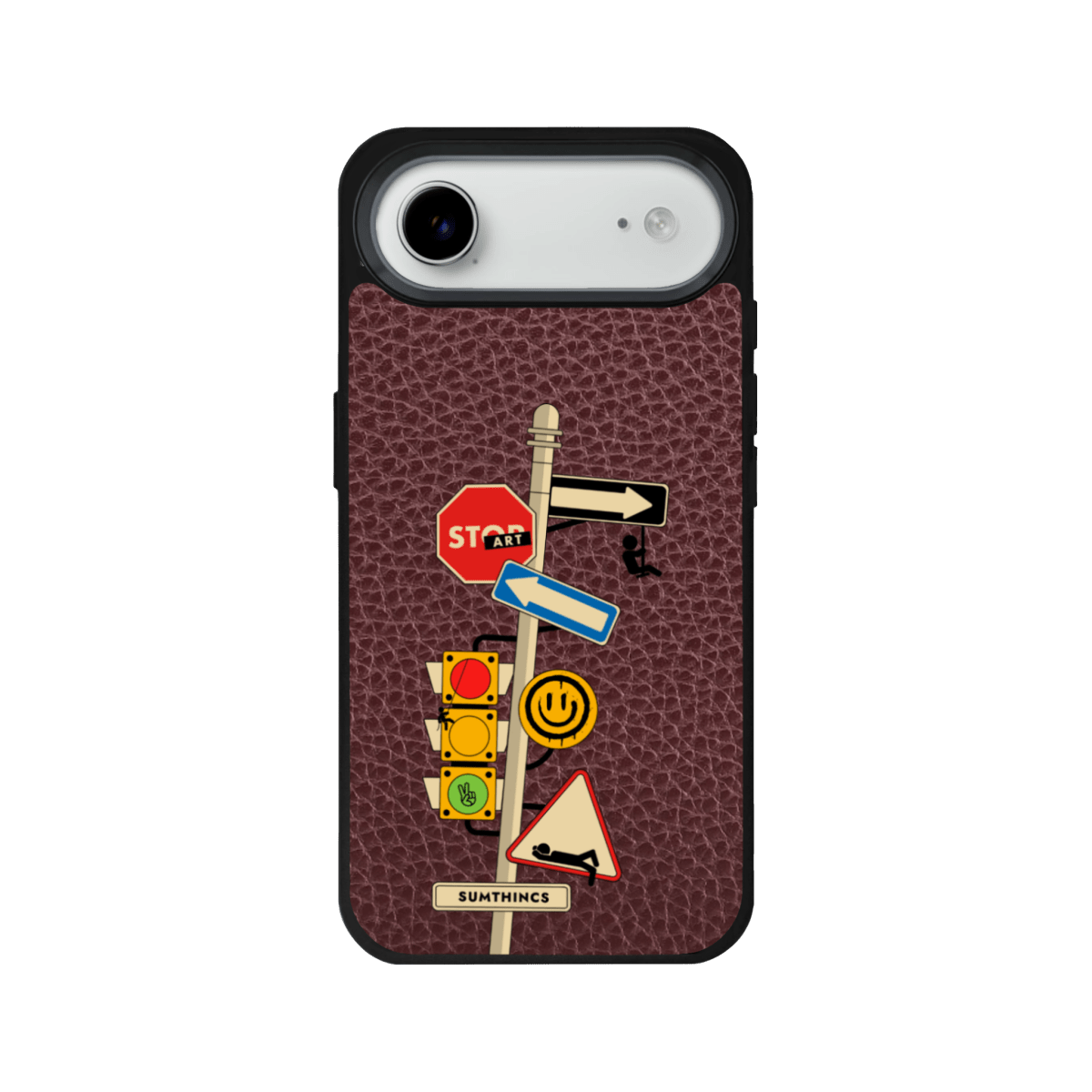 iPhone 17 Air Crossroad Leather Vegan Deri Telefon Kılıfı Bordo - SUMTHINCS