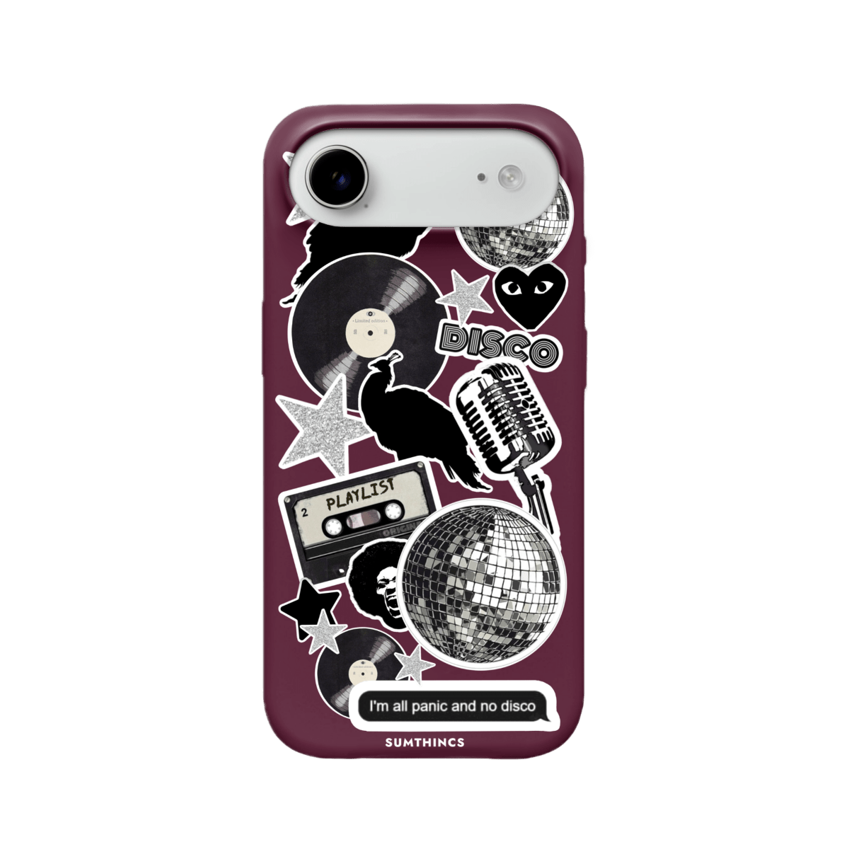 iPhone 17 Air Disco Stickers Premium Telefon Kılıfı Bordo - SUMTHINCS