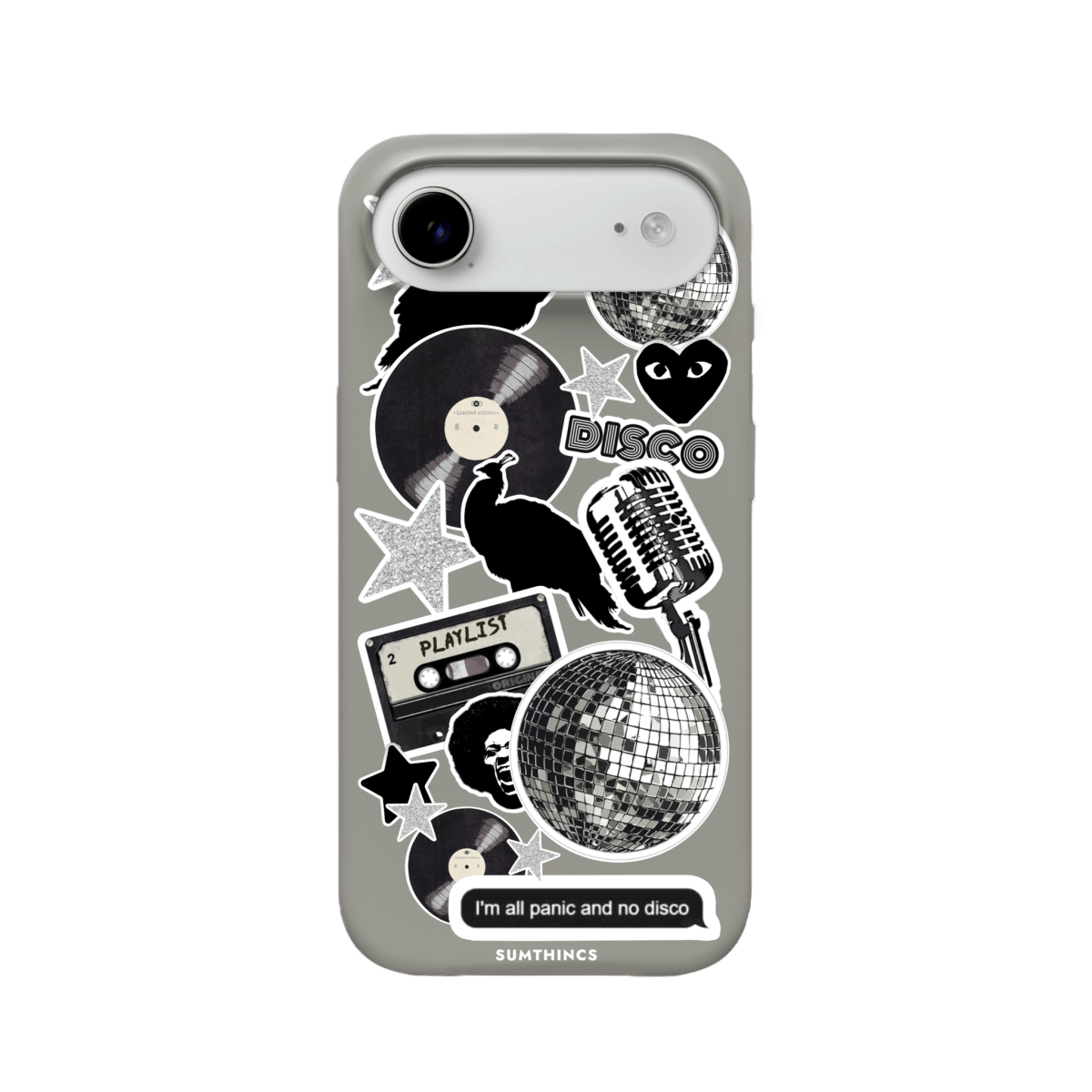 iPhone 17 Air Disco Stickers Premium Telefon Kılıfı Gri - SUMTHINCS