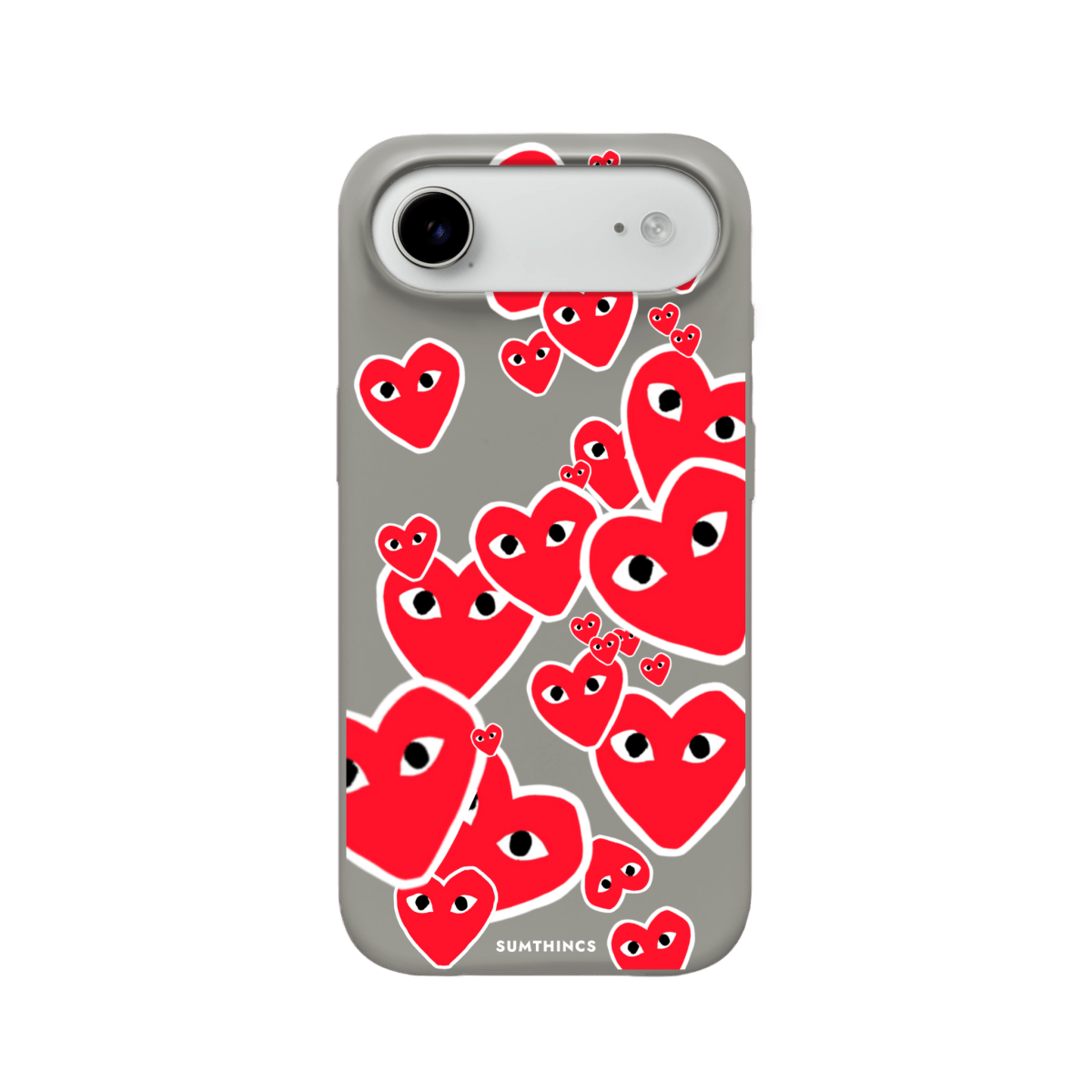 iPhone 17 Air Hearts Premium Telefon Kılıfı Gri - SUMTHINCS