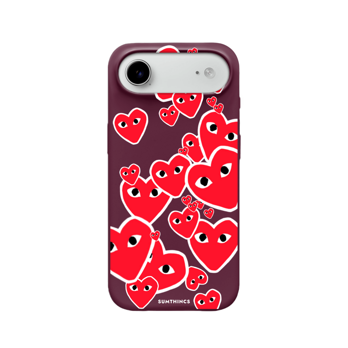 iPhone 17 Air Hearts Premium Telefon Kılıfı Bordo - SUMTHINCS