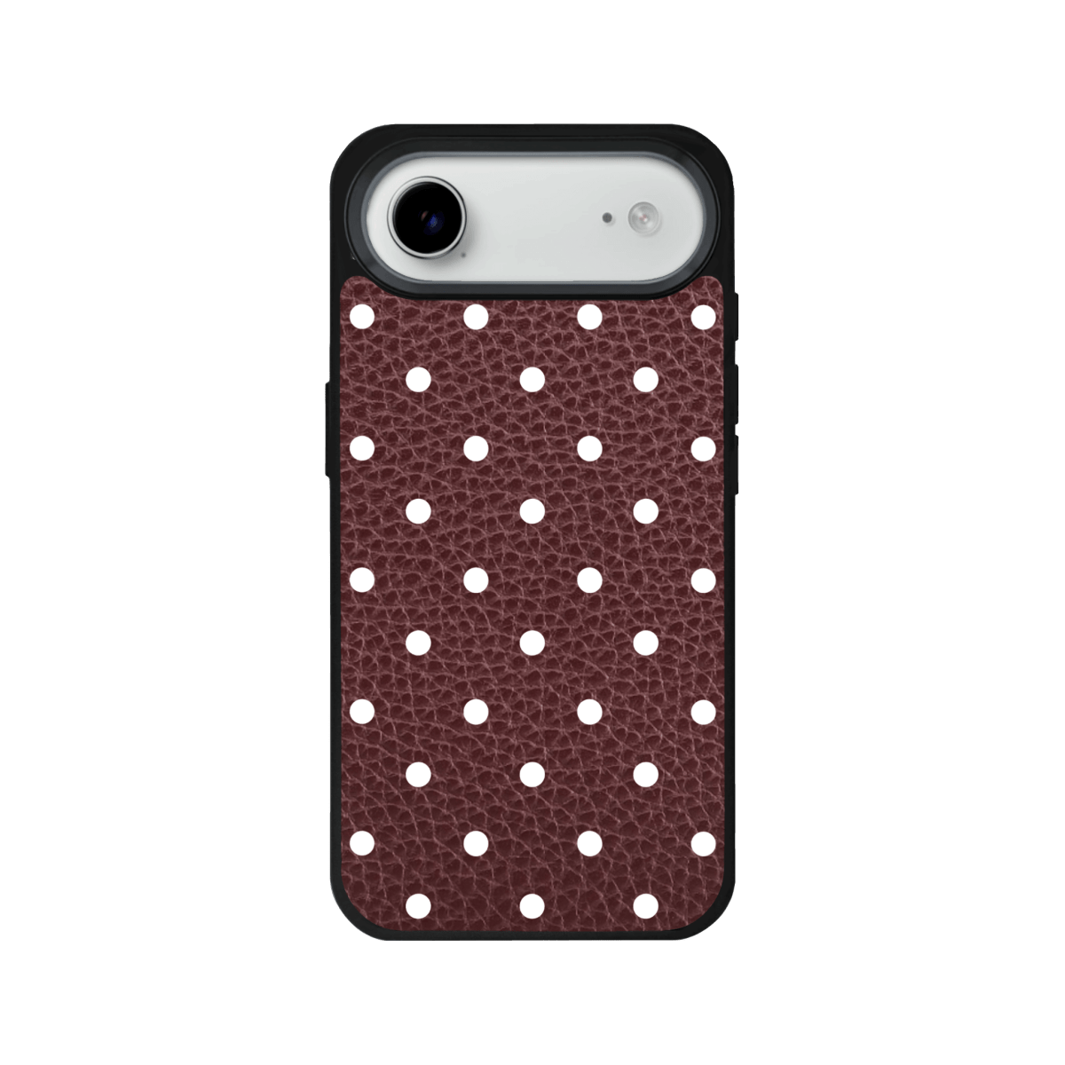 iPhone 17 Air Polka Dot Leather Deri Telefon Kılıfı Bordo - SUMTHINCS