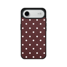 iPhone 17 Air Polka Dot Leather Deri Telefon Kılıfı Bordo - SUMTHINCS
