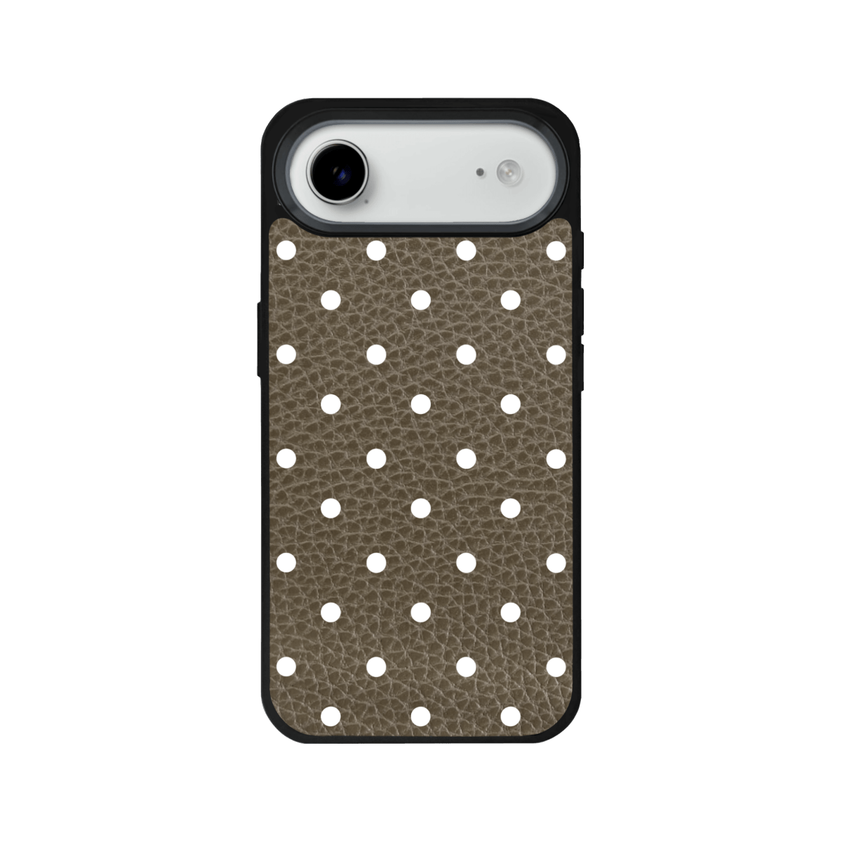 iPhone 17 Air Polka Dot Leather Deri Telefon Kılıfı Haki - SUMTHINCS