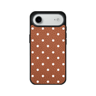 iPhone 17 Air Polka Dot Leather Deri Telefon Kılıfı Kahverengi - SUMTHINCS