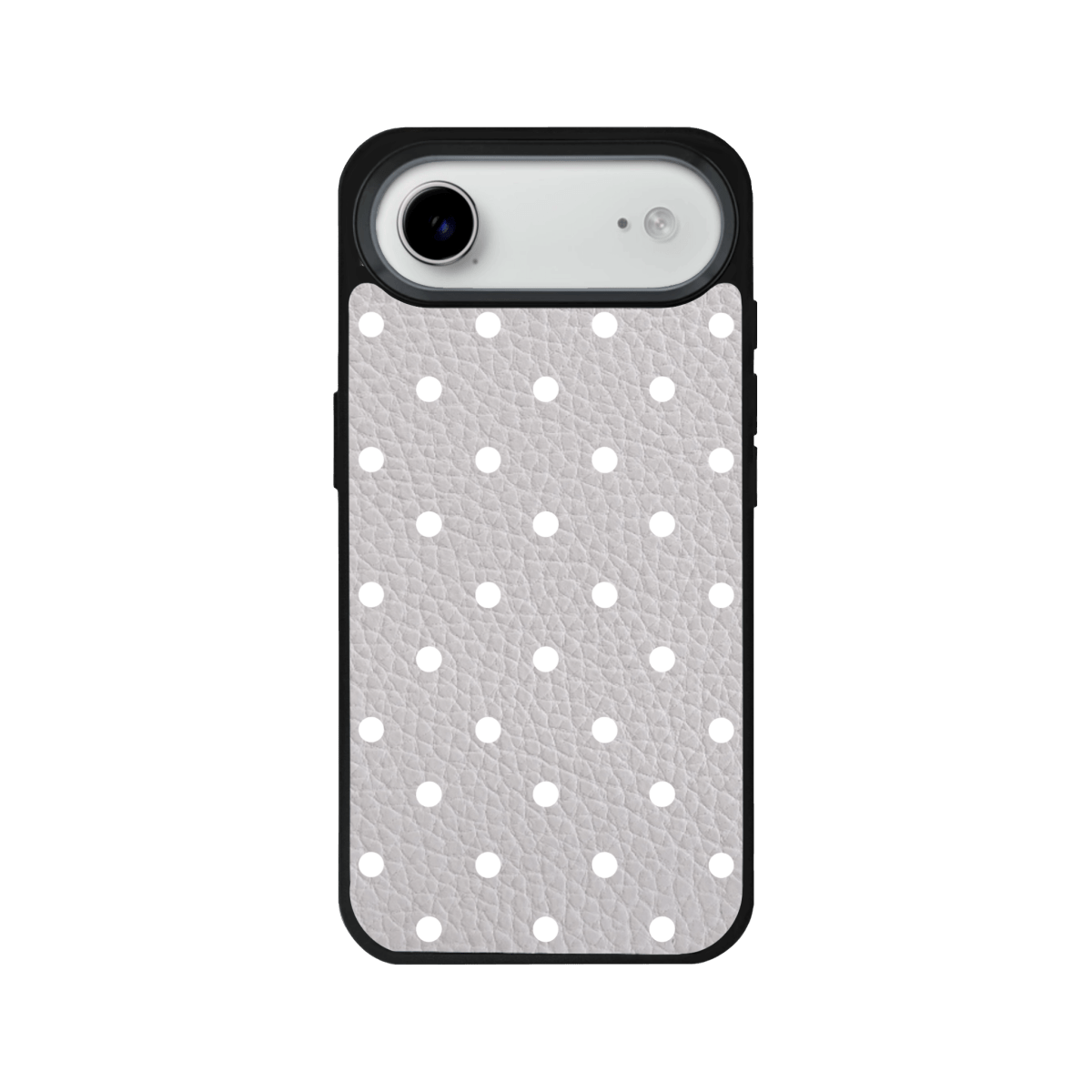 iPhone 17 Air Polka Dot Leather Deri Telefon Kılıfı Gri - SUMTHINCS