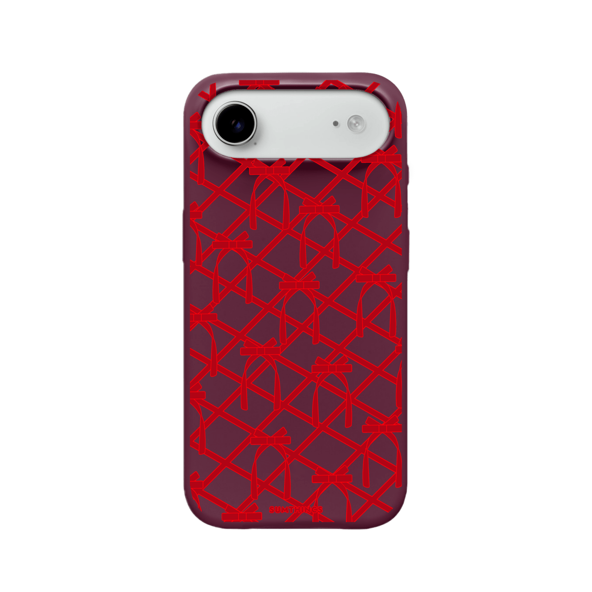 iPhone 17 Air Ribbon Grid Premium Telefon Kılıfı Bordo - SUMTHINCS