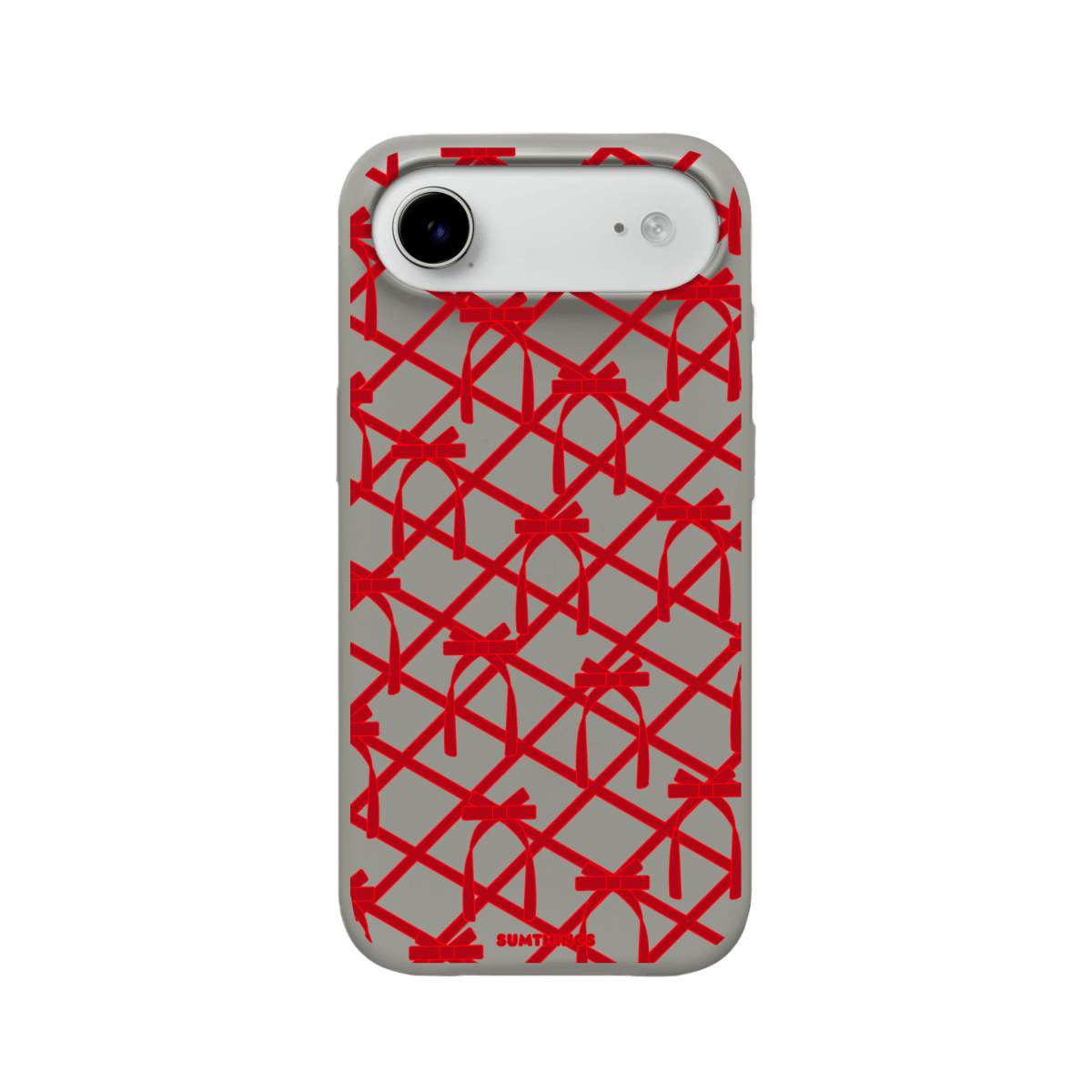 iPhone 17 Air Ribbon Grid Premium Telefon Kılıfı Gri - SUMTHINCS