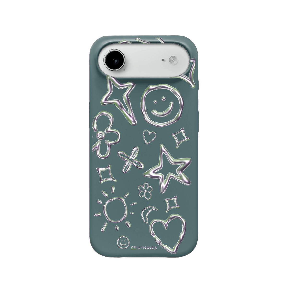 iPhone 17 Air Silver Doodles Premium Telefon Kılıfı Kaktüs Yeşili - SUMTHINCS