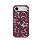 iPhone 17 Air Silver Doodles Premium Telefon Kılıfı Bordo - SUMTHINCS