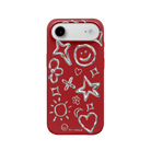 iPhone 17 Air Silver Doodles Premium Telefon Kılıfı Kırmızı - SUMTHINCS