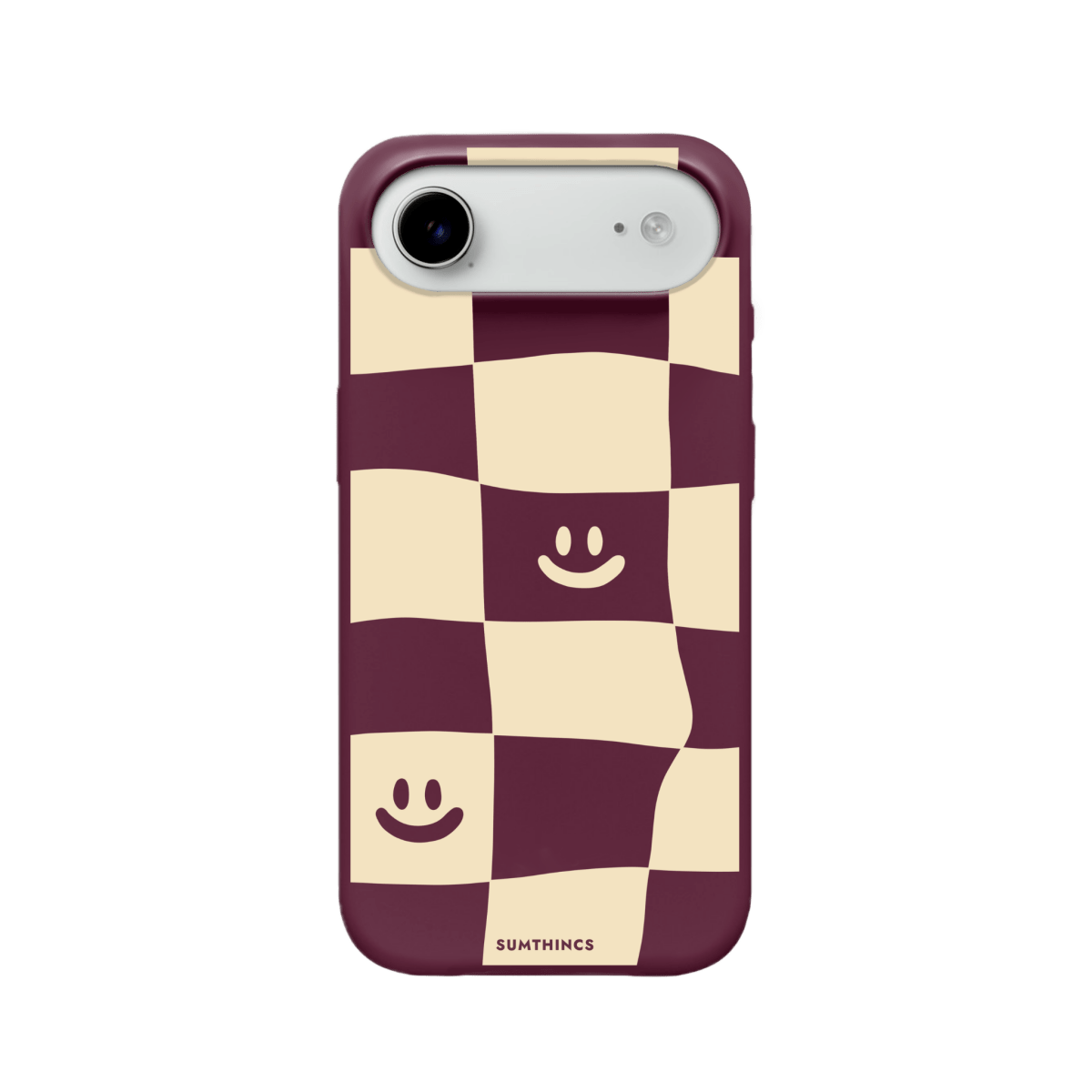 iPhone 17 Air Smiling Check Premium Telefon Kılıfı Bordo - SUMTHINCS