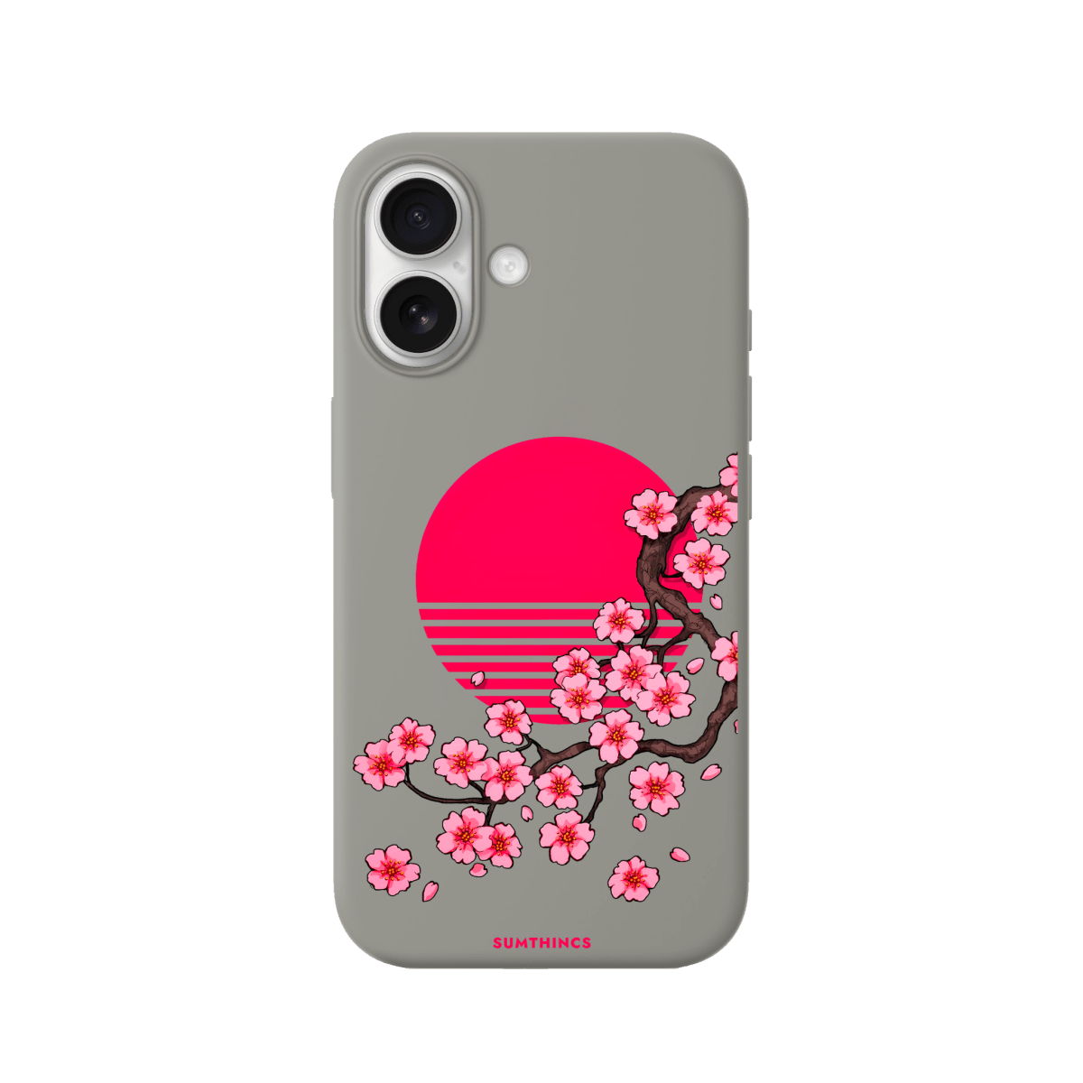 iPhone 17 Cherry Blossom Dawn Premium Telefon Kılıfı Gri - SUMTHINCS