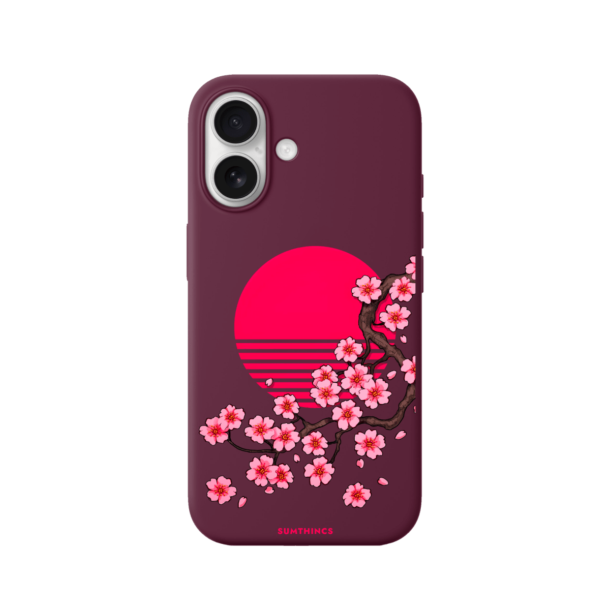 iPhone 17 Cherry Blossom Dawn Premium Telefon Kılıfı Bordo - SUMTHINCS