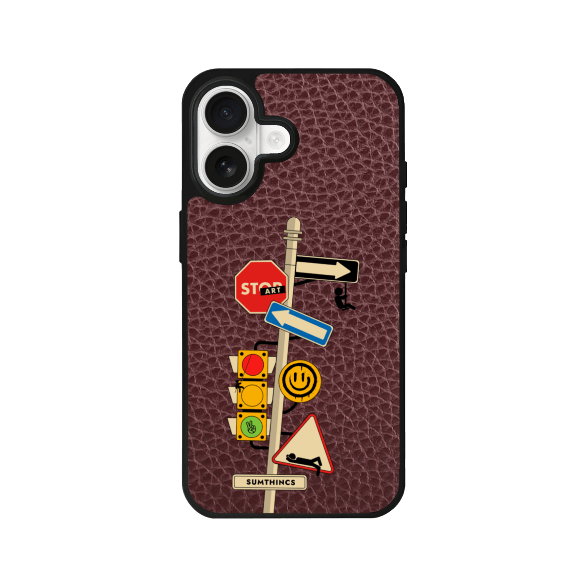 iPhone 17 Crossroad Leather Vegan Deri Telefon Kılıfı Bordo - SUMTHINCS