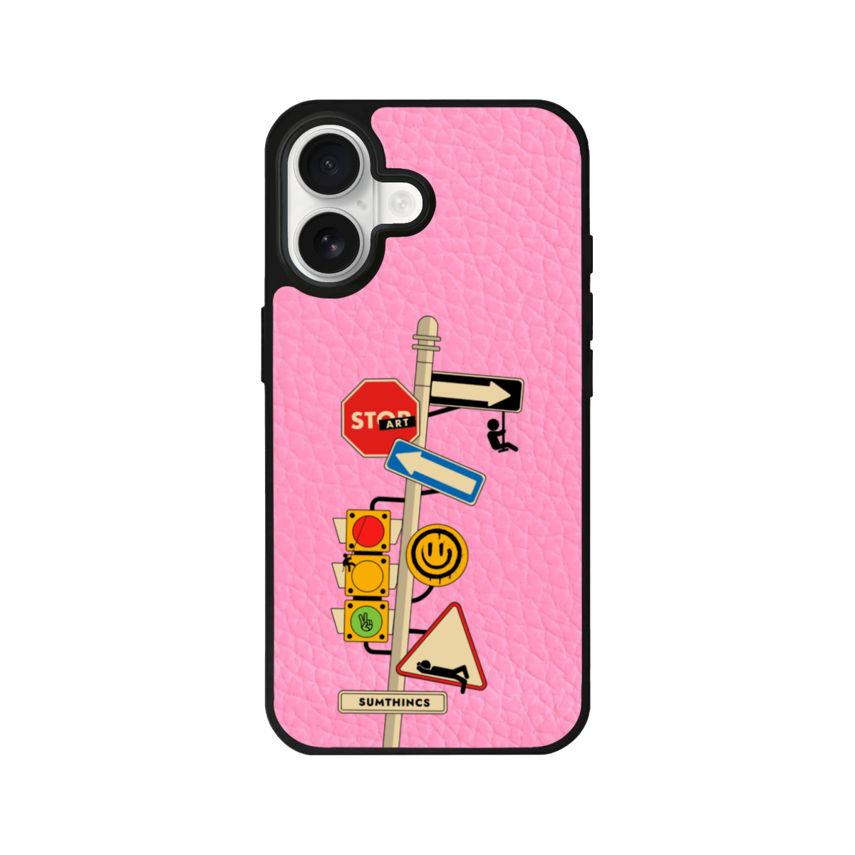 iPhone 17 Crossroad Leather Vegan Deri Telefon Kılıfı Pembe - SUMTHINCS