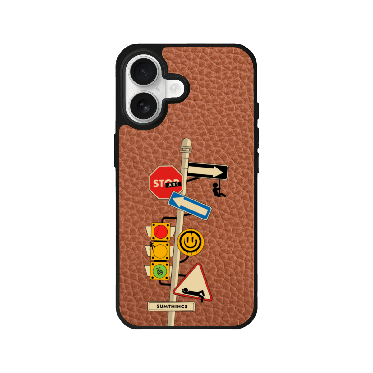 iPhone 17 Crossroad Leather Vegan Deri Telefon Kılıfı Kahverengi - SUMTHINCS
