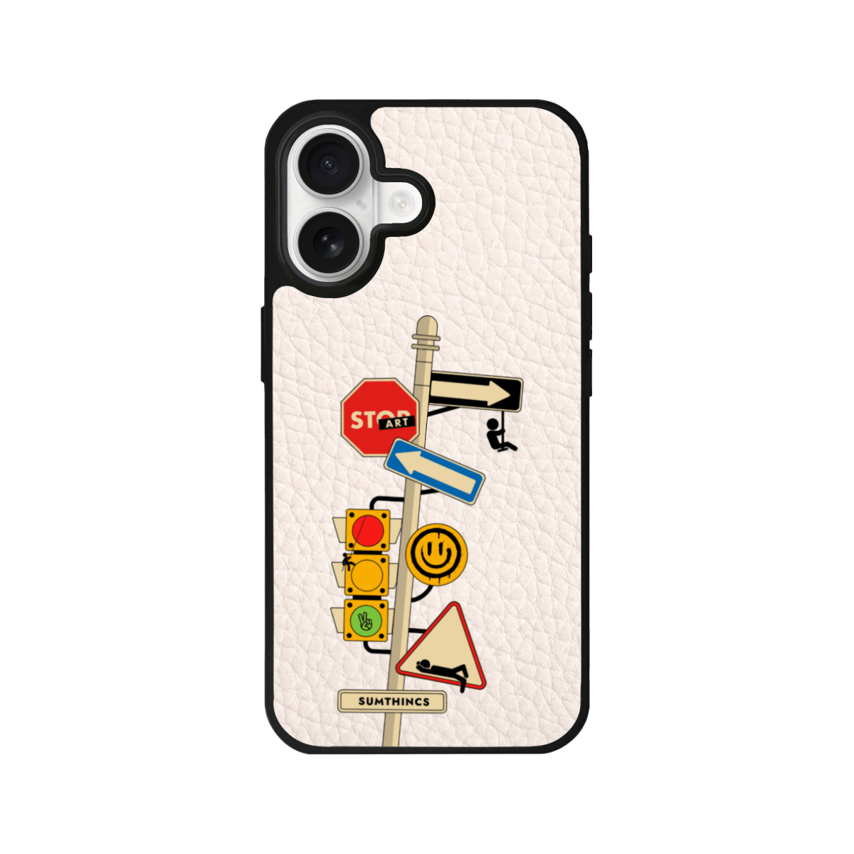 iPhone 17 Crossroad Leather Vegan Deri Telefon Kılıfı Bej - SUMTHINCS