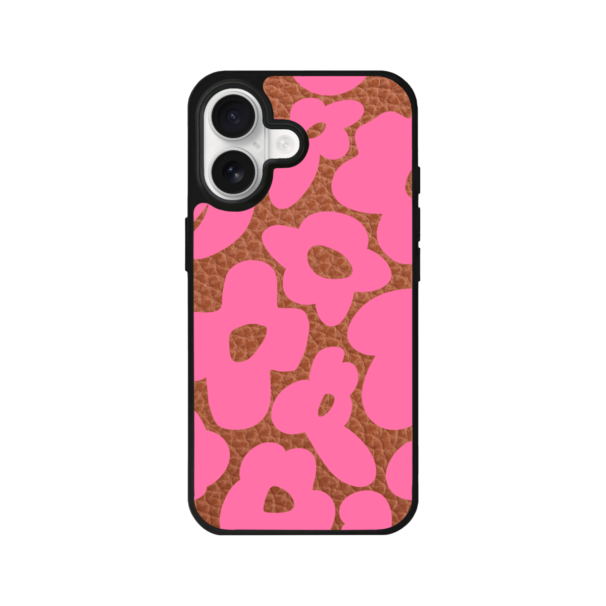 iPhone 17 Daisy Pop Leather Deri Telefon Kılıfı Kahverengi - SUMTHINCS