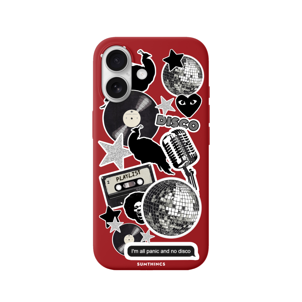 iPhone 17 Disco Stickers Premium Telefon Kılıfı Kırmızı - SUMTHINCS