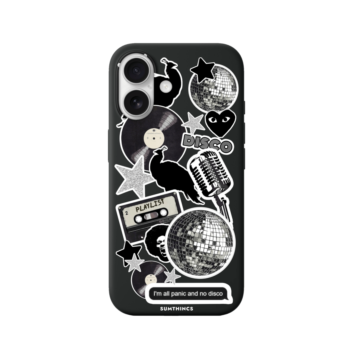 iPhone 17 Disco Stickers Premium Telefon Kılıfı Siyah - SUMTHINCS