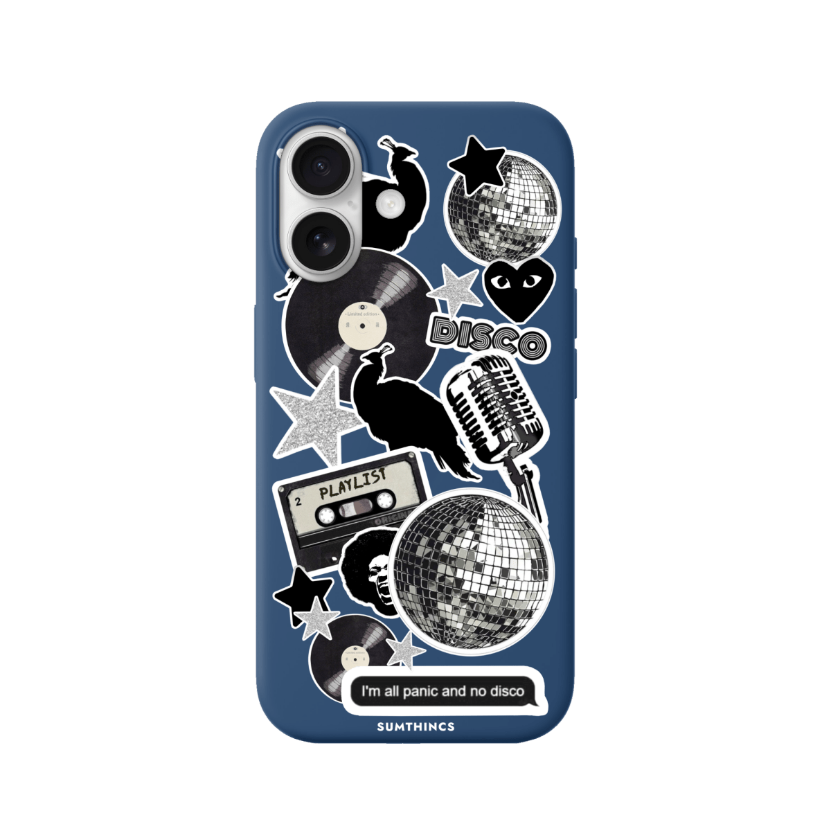 iPhone 17 Disco Stickers Premium Telefon Kılıfı Pasifik Mavi - SUMTHINCS