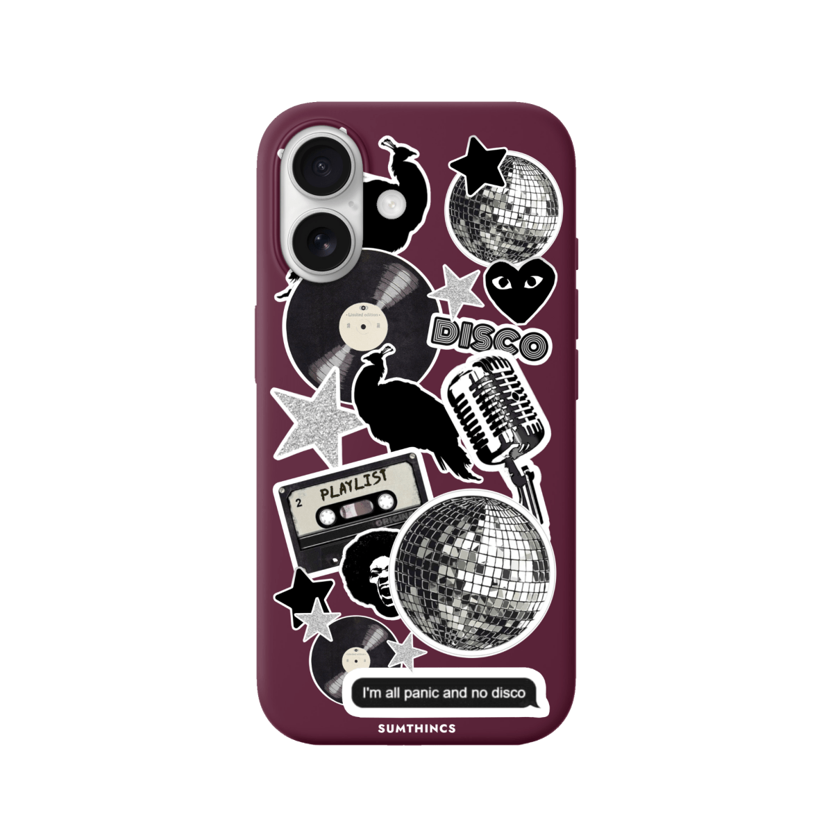 iPhone 17 Disco Stickers Premium Telefon Kılıfı Bordo - SUMTHINCS