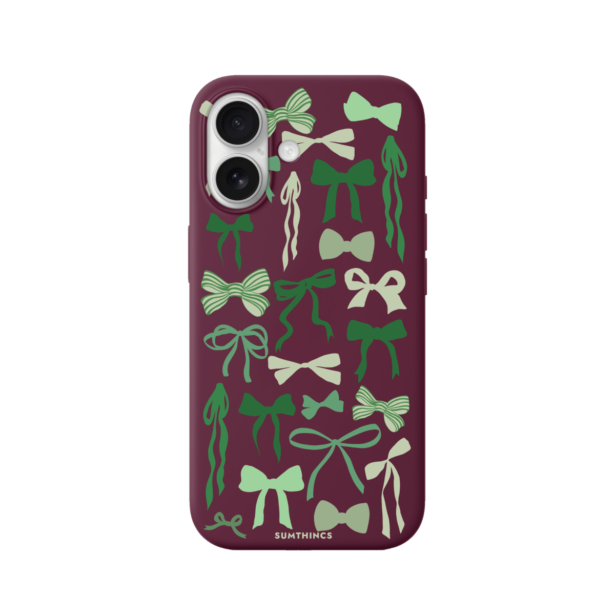 iPhone 17 Green Garland Premium Telefon Kılıfı Bordo - SUMTHINCS