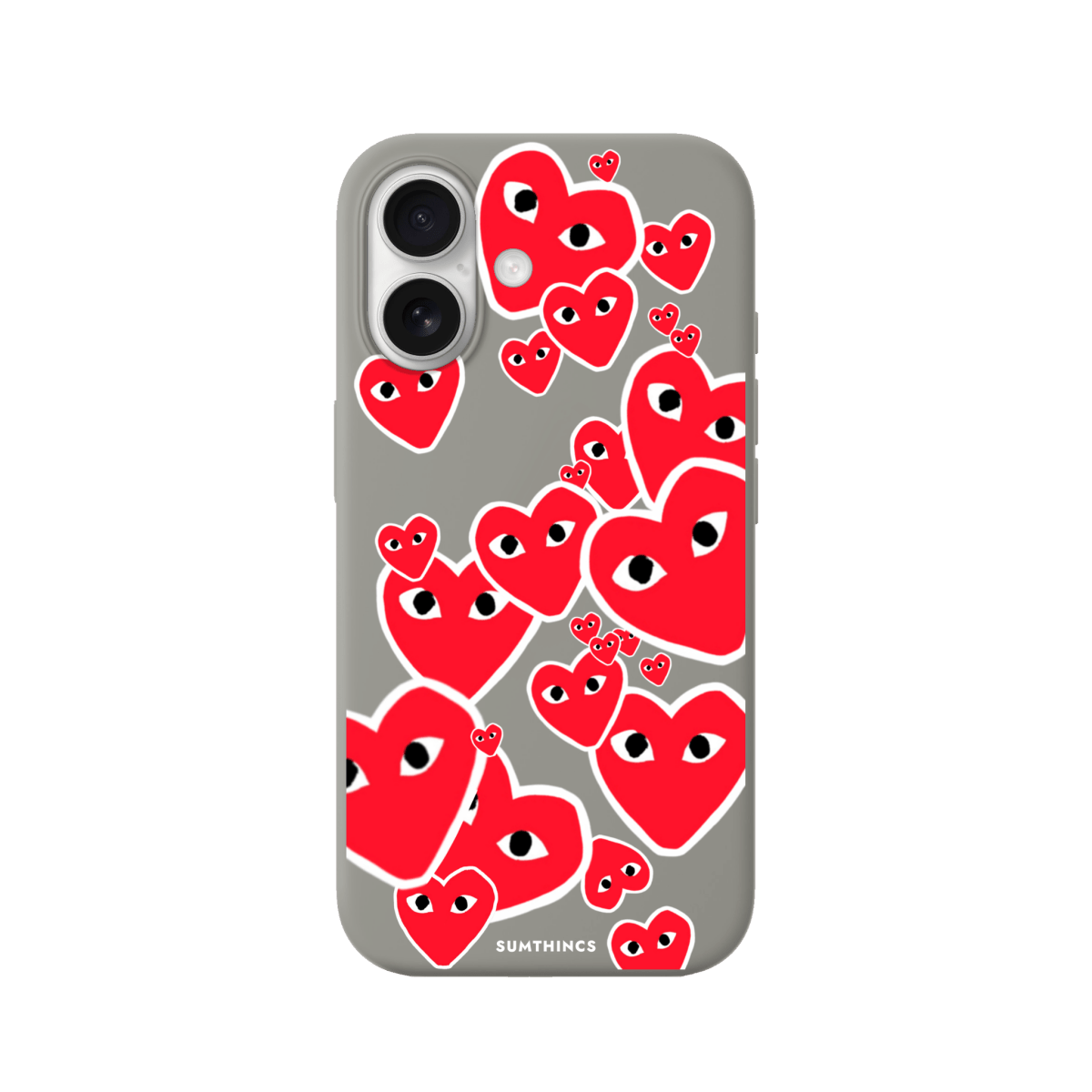 iPhone 17 Hearts Premium Telefon Kılıfı Gri - SUMTHINCS