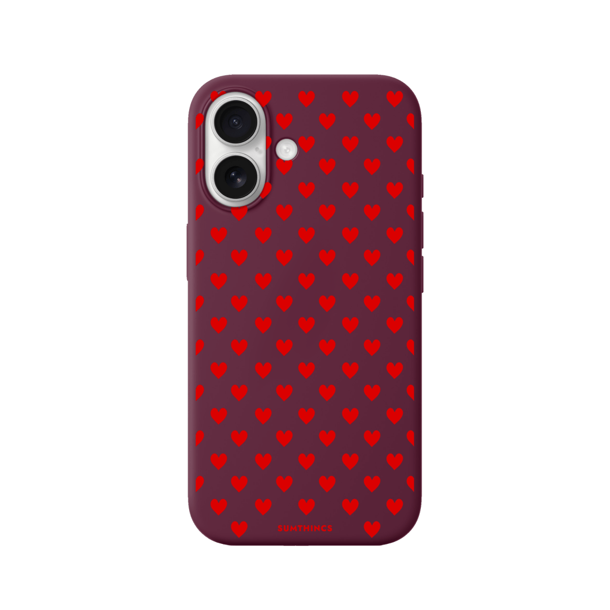 iPhone 17 Little Hearts Premium Telefon Kılıfı Bordo - SUMTHINCS