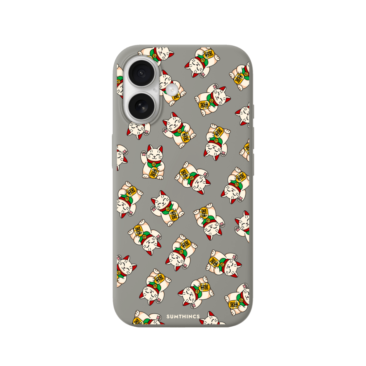 iPhone 17 Maneki Neko Premium Telefon Kılıfı Gri - SUMTHINCS
