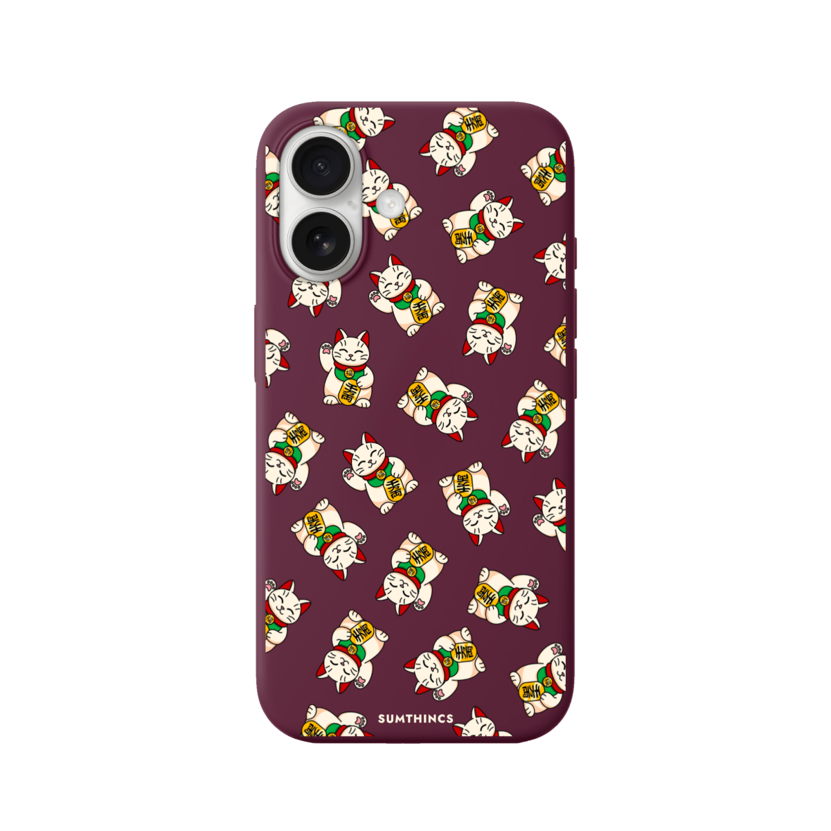 iPhone 17 Maneki Neko Premium Telefon Kılıfı Bordo - SUMTHINCS