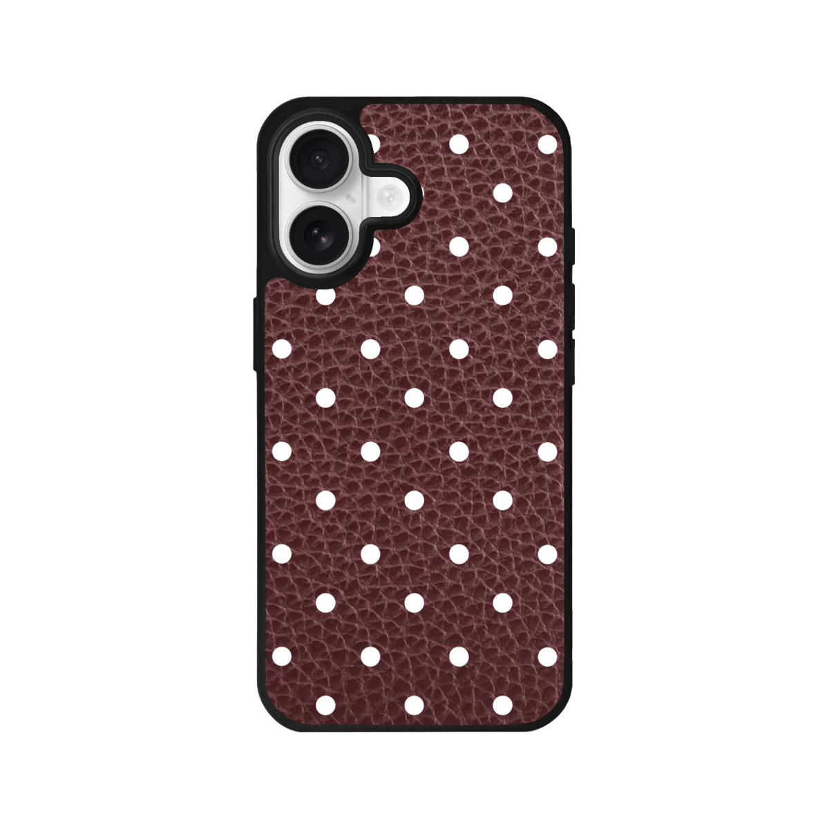 iPhone 17 Polka Dot Leather Deri Telefon Kılıfı Bordo - SUMTHINCS
