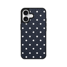 iPhone 17 Polka Dot Leather Deri Telefon Kılıfı Pasifik Mavi - SUMTHINCS