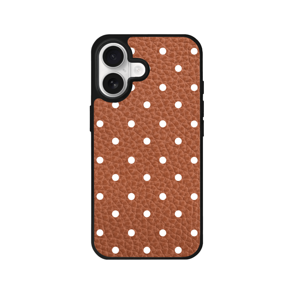 iPhone 17 Polka Dot Leather Deri Telefon Kılıfı Kahverengi - SUMTHINCS