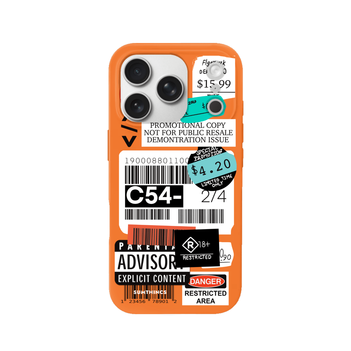 iPhone 17 Pro Barcode C54 Premium Telefon Kılıfı Turuncu - SUMTHINCS
