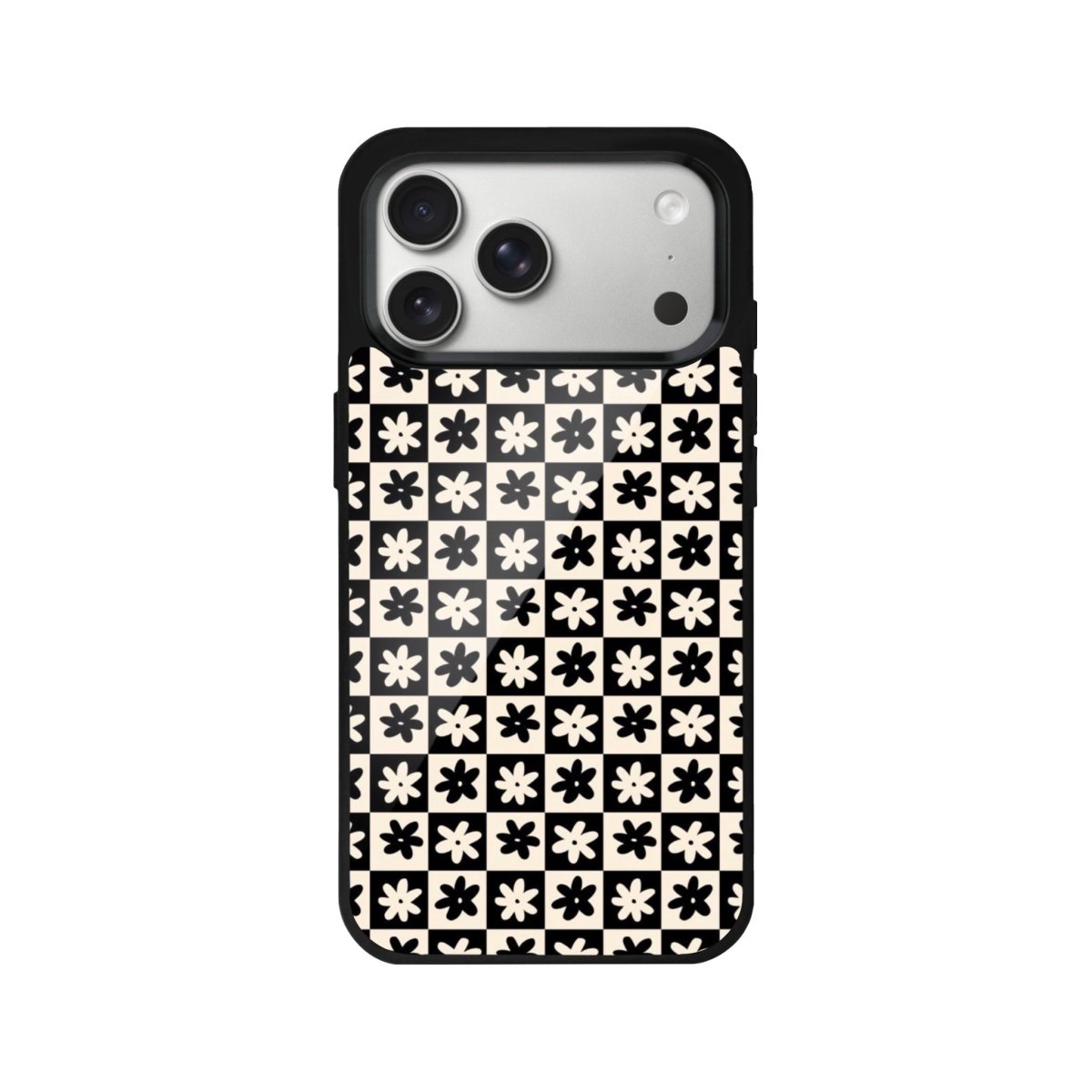 iPhone 17 Pro Check Flowers Glossy Cam Telefon Kılıfı - Sumthincs