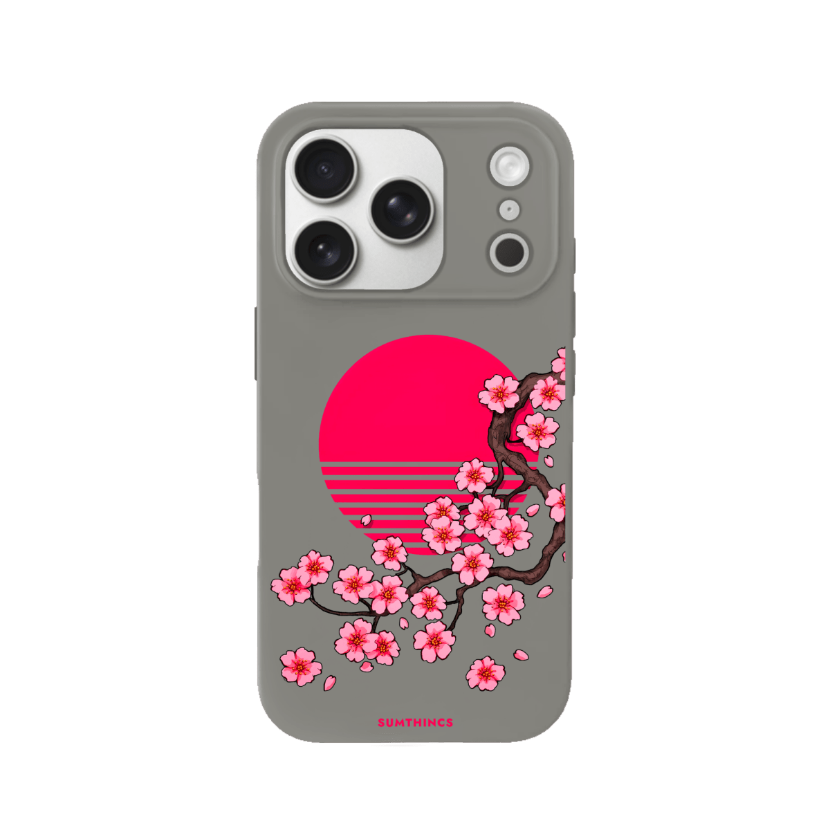iPhone 17 Pro Cherry Blossom Dawn Premium Telefon Kılıfı Gri - SUMTHINCS