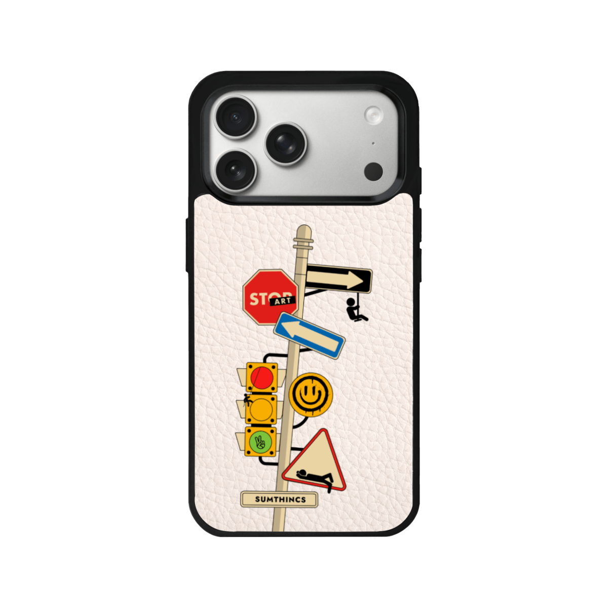 iPhone 17 Pro Crossroad Leather Vegan Deri Telefon Kılıfı Bej - SUMTHINCS